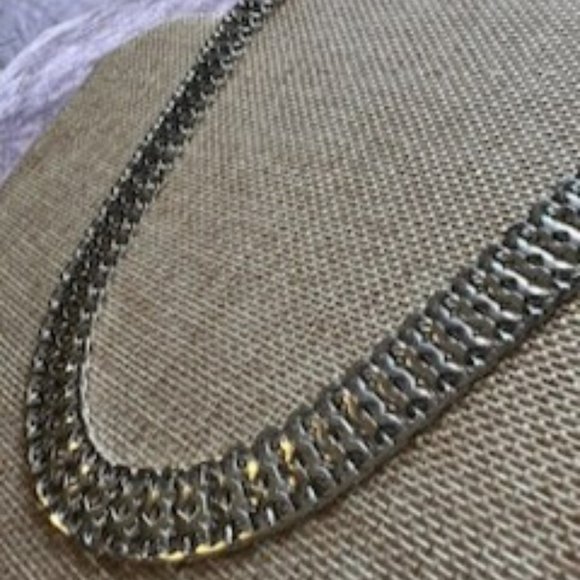 Monet Vintage Silver Plated Wide Interlocking Chain Choker 1960s-1970s - Picture 1 of 4